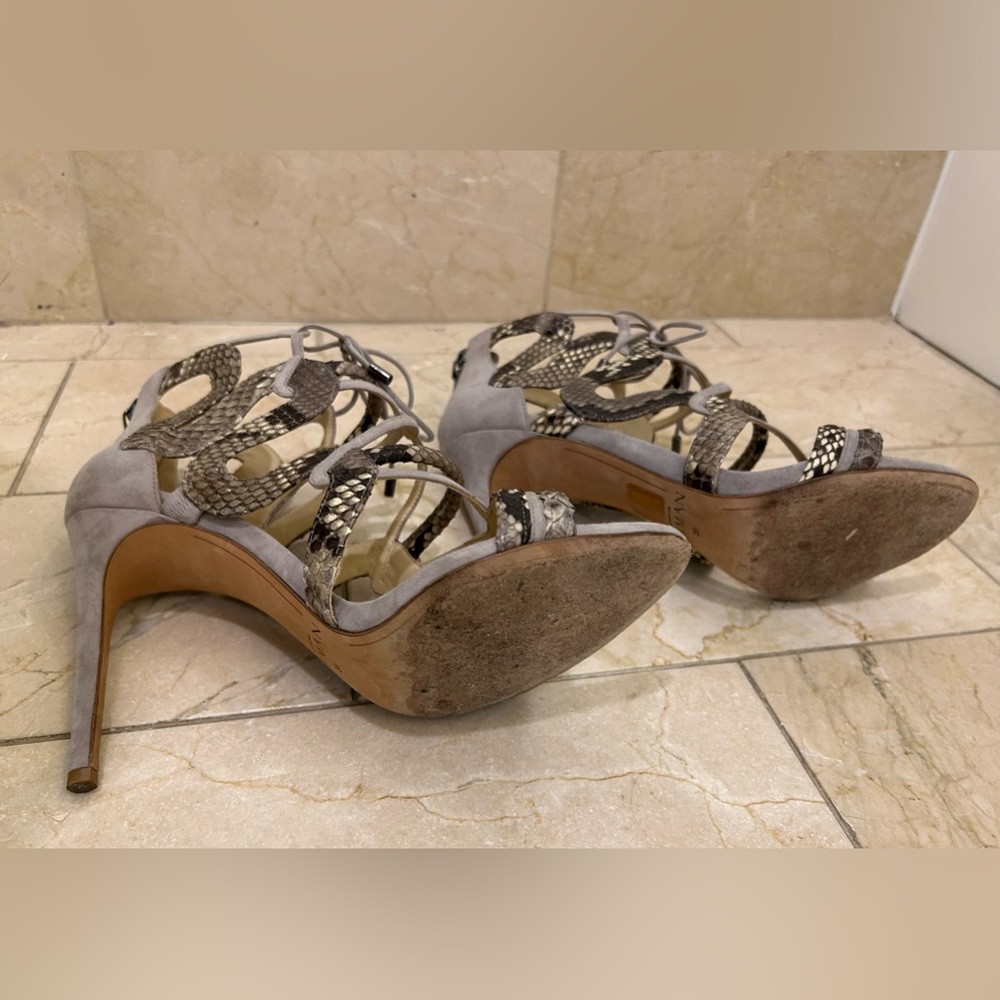 Alexandre Birman Python And Suede Lace Up Cage Hi… - image 5